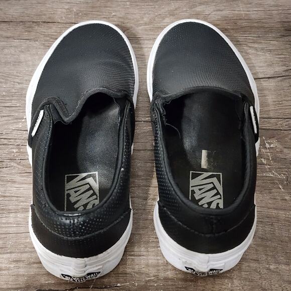 Vans Asher Perforated Leather Women's Slip-On Shoes Sneakers Size 7 Black - Picture 8 of 9